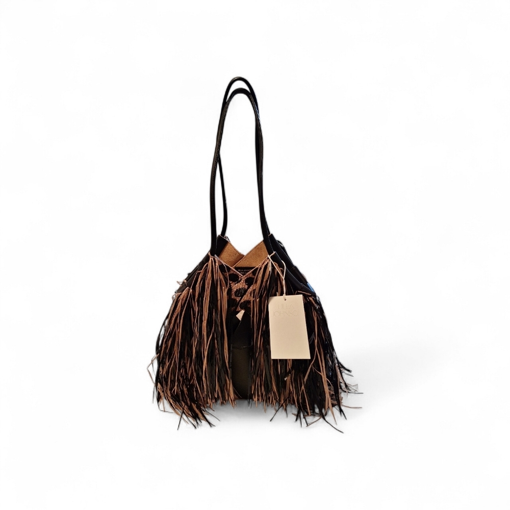 Ulla Johnson Charlotte fringe black & tapir shoulder bag with suede lining - Picture 5 of 15
